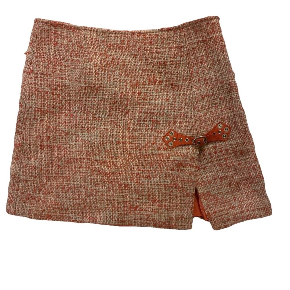 Cynthia Steffe Wool Blend Tweed Orange Mini Skirt Women’s Size 4 Straight Chic